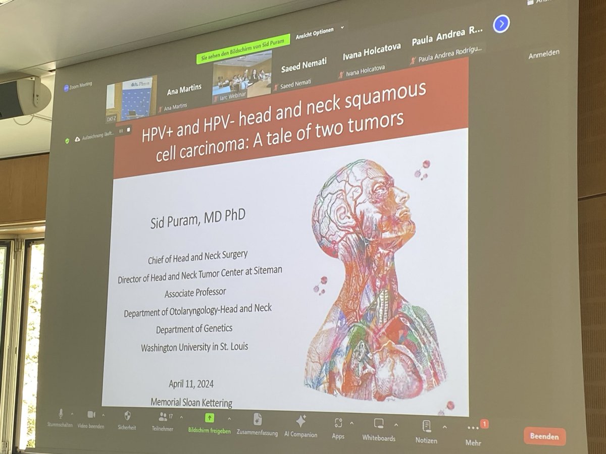 Delighted to have Dr Sidharth Puram @SitemanCenter give highly informative and insightful keynote: HPV+ve and HPV-ve head and neck squamous cell carcinoma: a tale of two tumours. @HEADSpAcE_Study @DKFZ Heidelberg.