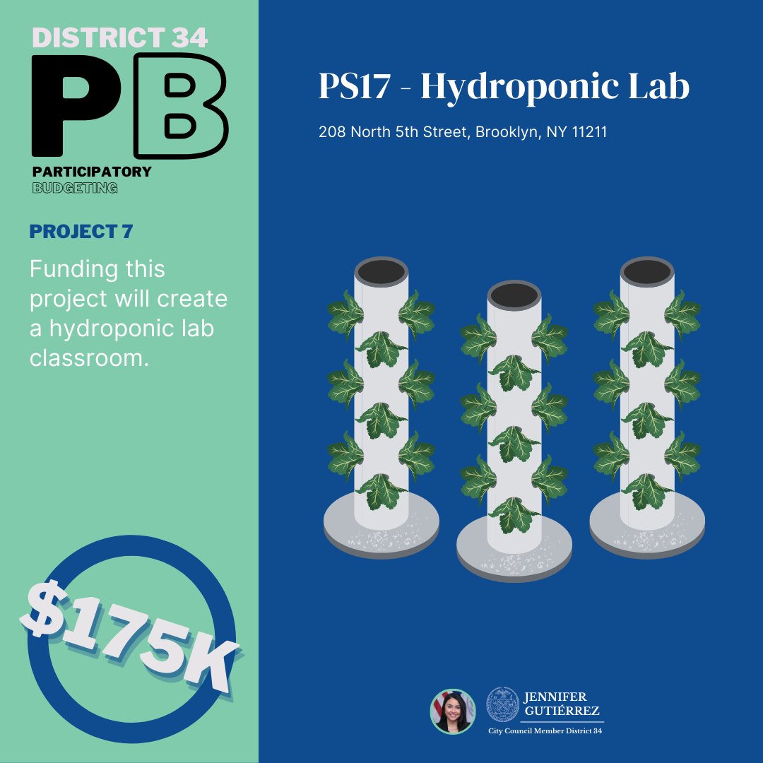 PB Vote Week Highlight! 🧵 Projects 7 & 8: Project 7 wants to establish a hydroponic lab for the students of PS 17 Is this your favorite project? Vote NOW vote.pbnyc.org/pbnyc-vote-2024 ⬇️