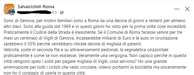 Roma vista da chi non vive a Roma, da chi non è assuefatto alla follia romana. (presa su FB)