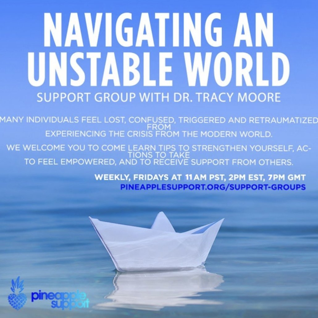 Join us tomorrow @ 2PM EST for this support group hosted by Dr. Tracy Moore. We welcome you to come learn tips to strengthen yourself, actions to take to feel empowered, and to receive support from others. Click here to join: pineapplesupport.org/support-groups #supportgroups #therapy