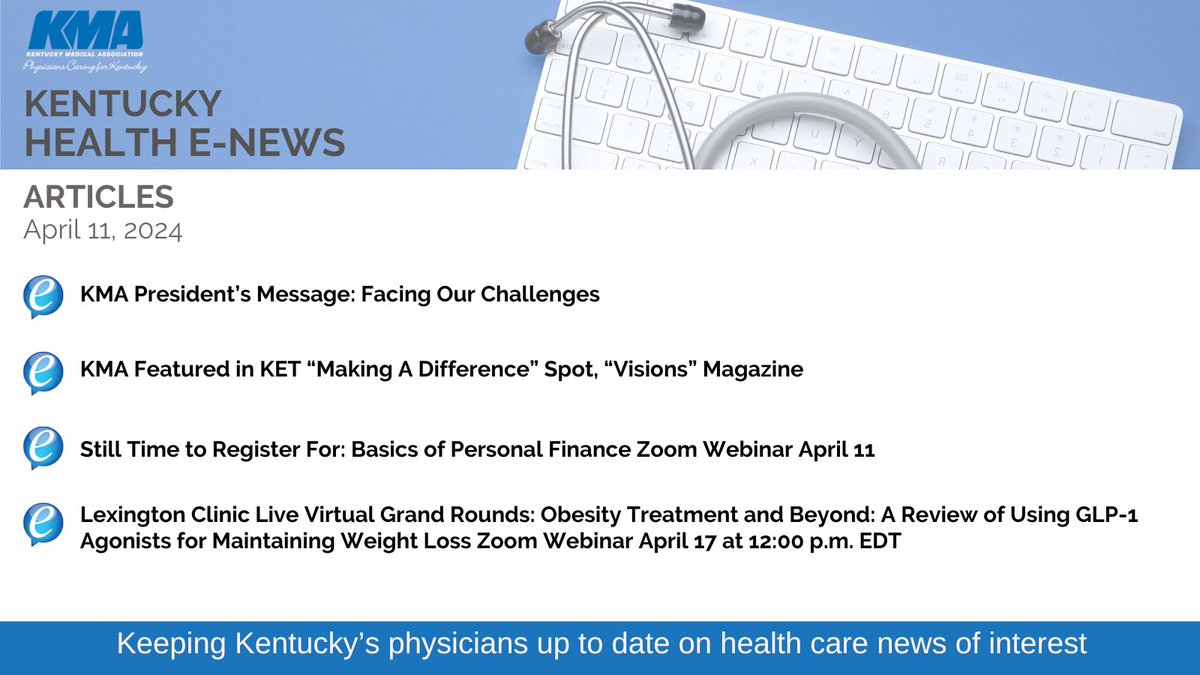 Read the latest #Kentucky Health eNews featuring #healthcare info for Kentucky physicians. conta.cc/43SPwYG