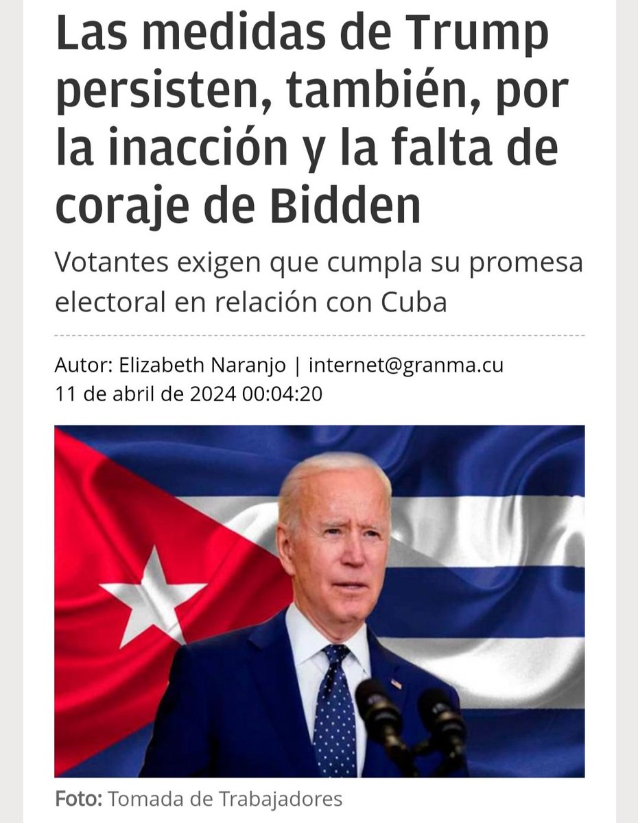 En una entrevista con el canal nbc, de la Florida, en septiembre de 2020, Biden transmitió sus deseos de revertir «las políticas fallidas de Trump, que han causado daño a los cubanos y sus familias», las palabras que se llevó el viento. #LetCubaLive #NoMasBloqueo