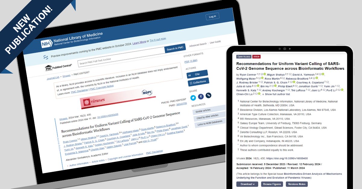 Check out our NEW PUBLICATION now available in PMC! NCBI worked with industry and academic partners as part of the @NIH ACTIV TRACE program to identify ways to ensure variant calling results are consistent across workflows: ow.ly/Nrsm50Re91g