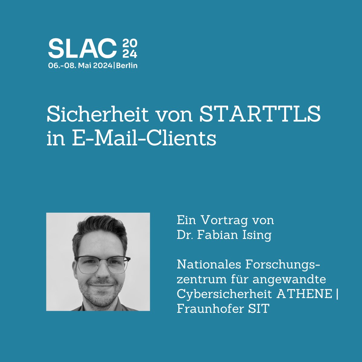 👉 Wie sicher ist #STARTTLS in IMAP, SMTP und POP3? Die Frage beantwortet Dr. Fabian Ising (@ATHENECenter, @FraunhoferSIT) im Vortrag auf unserer SLAC 2024. Er zeigt u.a. konkrete Beispiele für Sicherheitslücken. Jetzt #SLAC-Tickets sichern: slac-2024.de 😀
