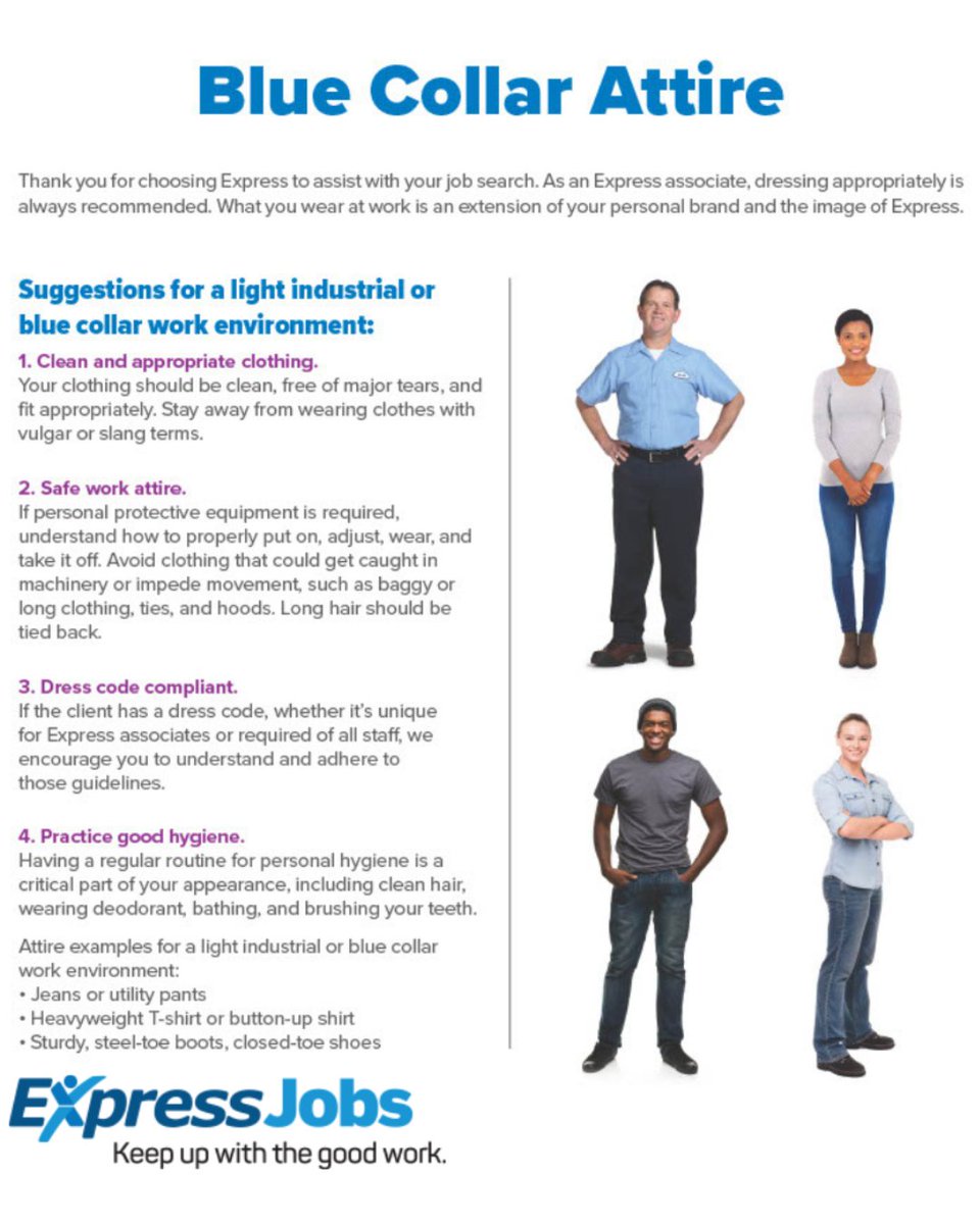 Need help knowing what to wear to work? Here is a guide for those working in industrial environments, including manufacturing, distribution, production and more.

#ExpressPros #AnnArbor #WorkAttireGuide #LightIndustrial