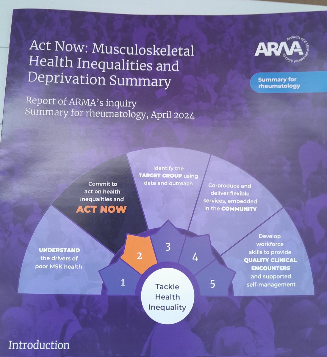 Just arrived and ready for #BSR24 print copies of @WeAreARMA Act Now summary for rheumatology. If you will be there you can get one from our stand. We can all do something about #MSKInequalities. arma.uk.net/msk-health-ine…
