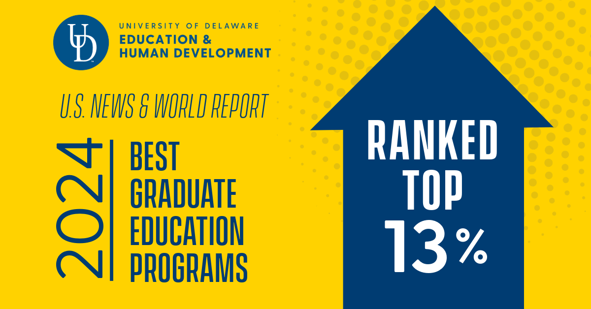 This year,@UDCEHD has placed in the top 13% of all graduate programs in education by @USNews! Read more about our programs and rankings: cehd.udel.edu/cehd-graduate-… #bestgraduateprograms #udelaware #udteachered #udeducation @USNewsEducation