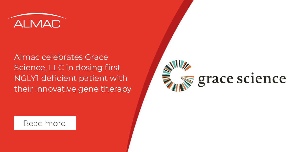 Almac was proud to support @gracescience in dosing their first patient in their innovative GS-100 gene therapy programme for NGLY1 Deficiency. Read more: almacgroup.com/news/almac-cli…