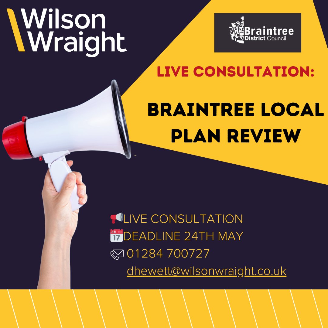 Braintree Council are inviting site submissions to be put forward for residential, employment and leisure uses, for consideration to receive future development. Please contact a member of our Planning Consultancy team on 01284 700727 wilsonwraight.co.uk