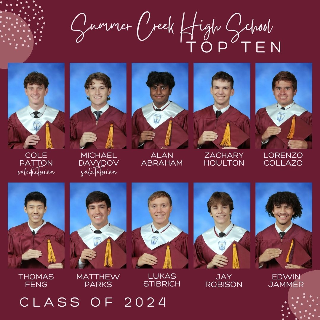 Congratulations to our SCHS Class of 2024 Top 10! 🎉