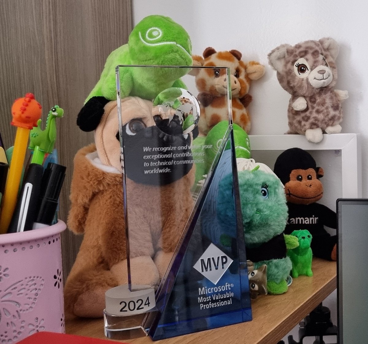 Guess what just arrived!!! 🥳 🥳 😎😎😎

My #MVP crystal award 🔮🩶 Whoop Whoop 🥳 #MVPBuzz @MVPAward

My #mascots are loving the new shiny item 🌟🌟🌟

Thank you so much!! #grateful