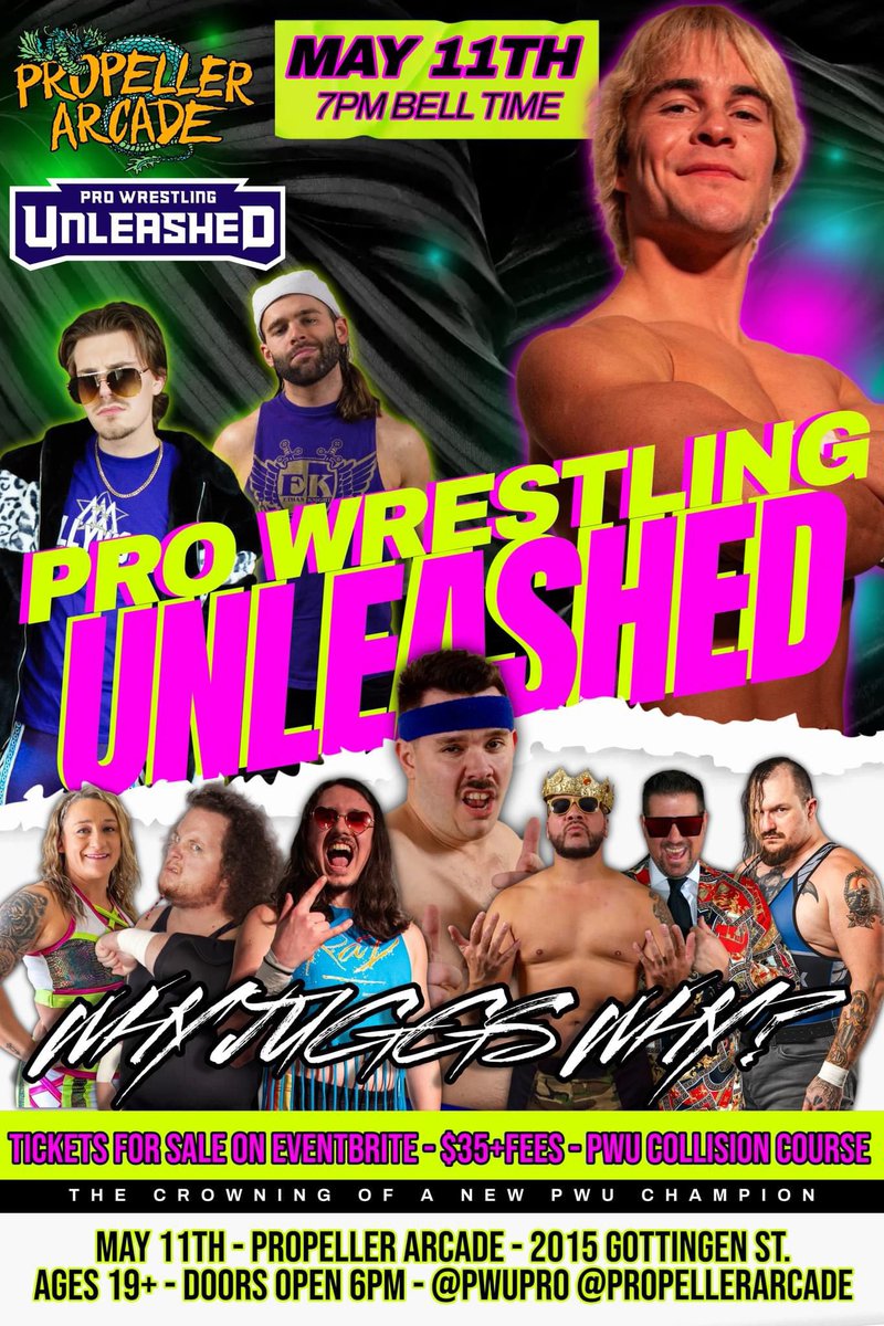 Maritime Cup 7 - A Generation Unleashed is coming to Propeller Arcade on May 11th! TICKETS ON SALE APRIL 11TH AT 12PM Link for tickets - eventbrite.ca/e/propeller-ar… Tickets are limited so act fast! You will also see the crowning of a brand new PWU Champion! Appearing will be…