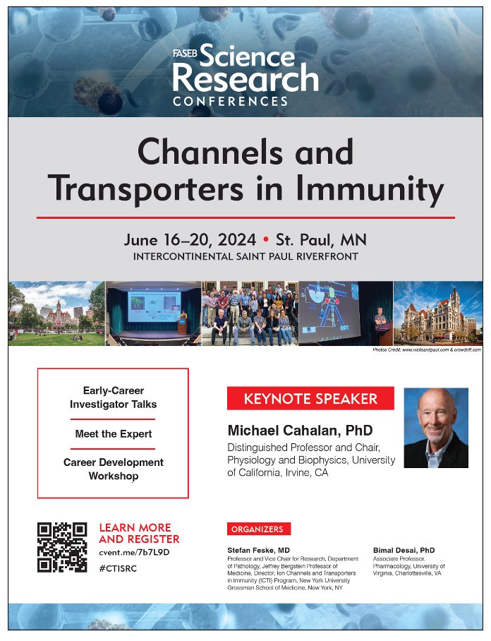 Just 10 days left to submit your abstract at the ICTI FASEB conference! Best abstracts will be featured in short talks! Don't miss this chance to share your work on channels and transporters in immunity with the ICTI community. Abstract submission deadline: April 21, 2024