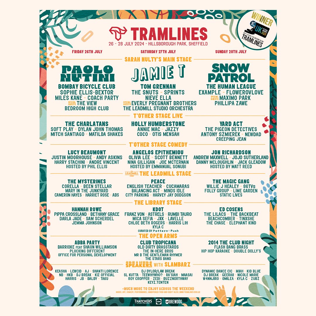 Excited to announce that we’re playing at @tramlines festival this summer