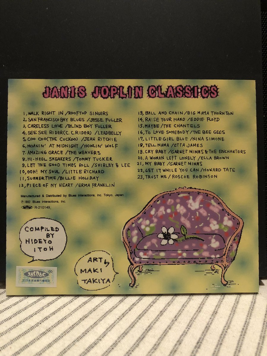 90年代前半にP-Vineがリリースしたジャニス•ジョプリン•クラシックス♪
Classics Seriesの中で一番聴いてます。
選曲も音源もArt Workもイカす!
#JanisJoplin
#ClassicsSeries

#BillieHoliday
#Summertime
youtu.be/uYUqbnk7tCY?si…

#NinaSimone
#LittleGirlBlue
youtu.be/wT_Z-D31vbU