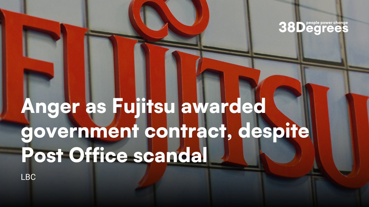 🚨BREAKING: #Fujitsu has just been handed a NEW Government contract according to @LBCNews. Fujitsu promised they wouldn’t bid for new contracts until the #PostOfficeInquiry was finished yet leaks reveal they continued to do so. Revoke the contract now: 38d.gs/FujitsuContrac…