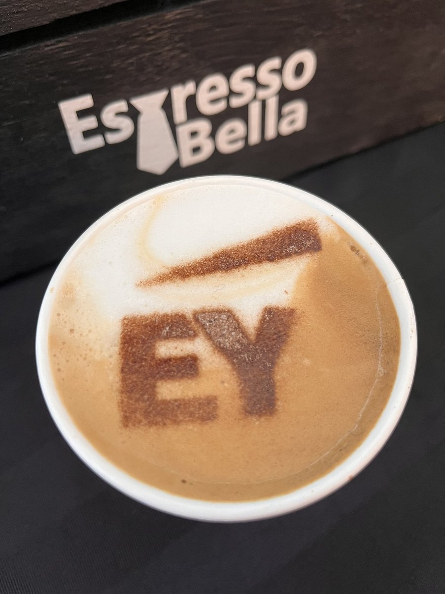 EspressoBella's tweet photo. We're happy to be @EYCanada making the day a little #EspressoBella 

#WheresYourWhiteTie
#CoffeeCatering
#EspressoBella
#CoffeeCateringToronto

#BeverageBranding 
#DrinkYourLogo https://t.co/58PUdjIyhu