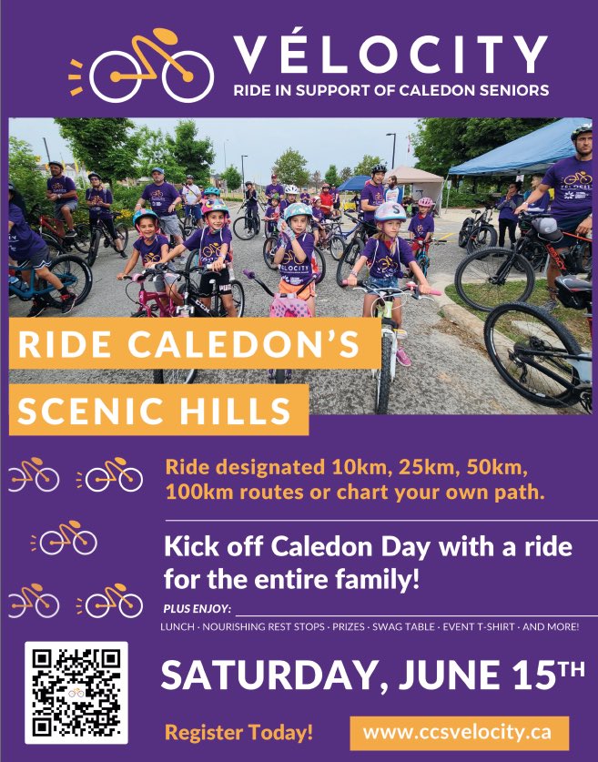 Come out and kick off Caledon Day with a ride for the entire family! Register at: ccsvelocity.ca