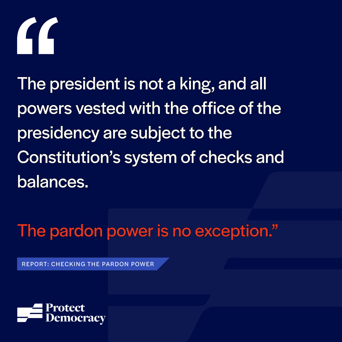 No one power can run roughshod over other parts of the Constitution. The pardon power is no exception.