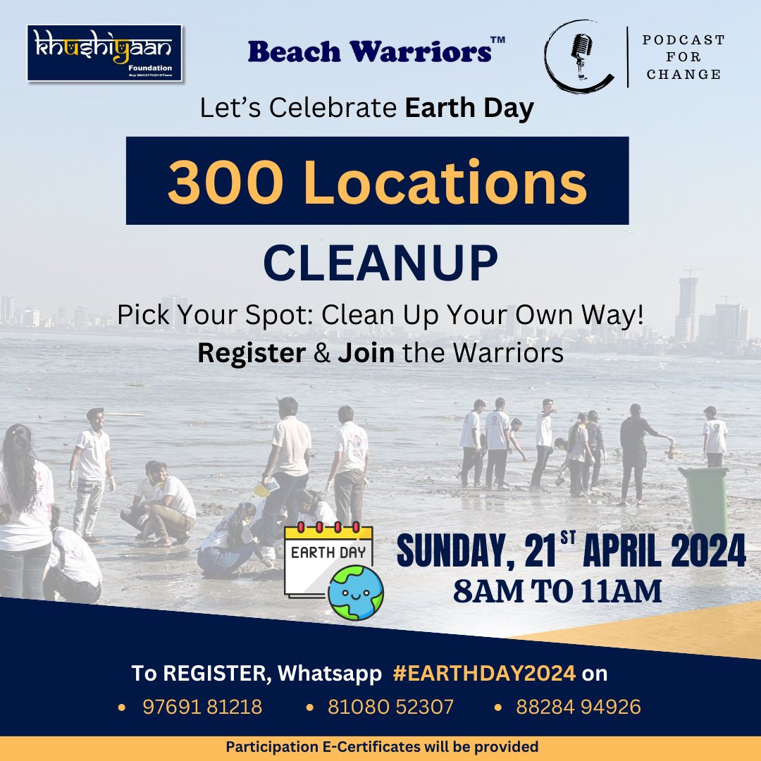 Make Earth Day more than just a date on the calendar 🗓️ 

ACT NOW, Register, and Cleanup for a brighter tomorrow 🌍

Watch this Episode for more information: youtu.be/XHiSReupXWY 

#chinukwatra #beachwarriors #khushiyaanfoundation #podcastforchange #earthday2024 
#saveourearth