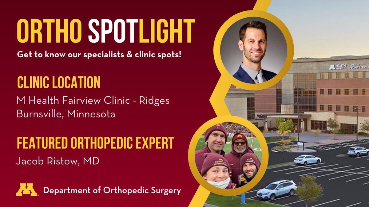 Introducing our #OrthoSpotlight series! 🌟 We're shining a light on the incredible talent within our department. First up: Meet orthopedic surgeon Dr. Jacob Ristow as we invite you inside his practice at the @MHealthFairview Ridges site in Burnsville, MN: z.umn.edu/9gvo
