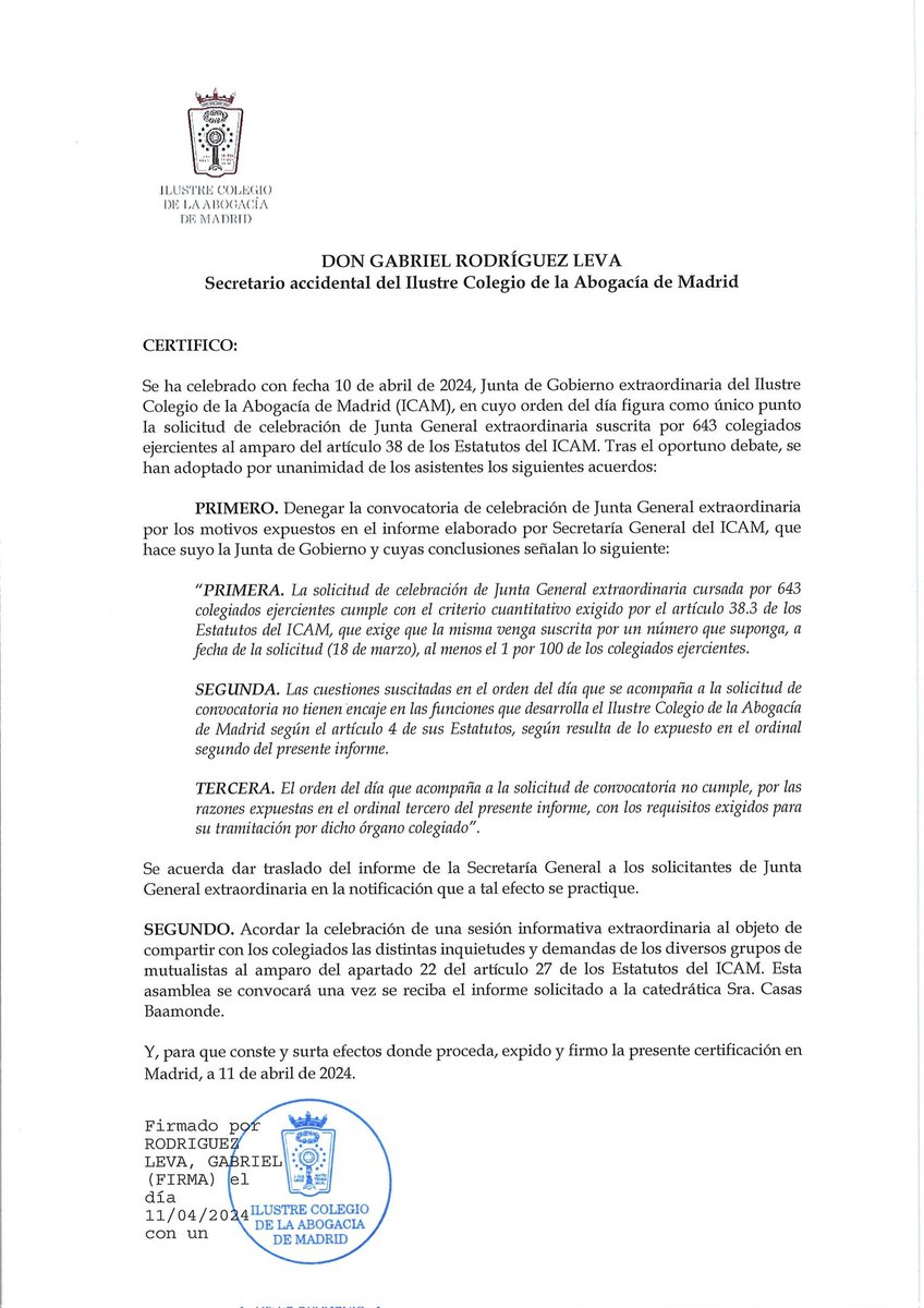 Parece ser que la crisis existente con la Mutualidad no es materia para tratar en el @icam_es .
Lo de la amnistía, ya tal...
@EugenioRibon , se os ve el plumero...