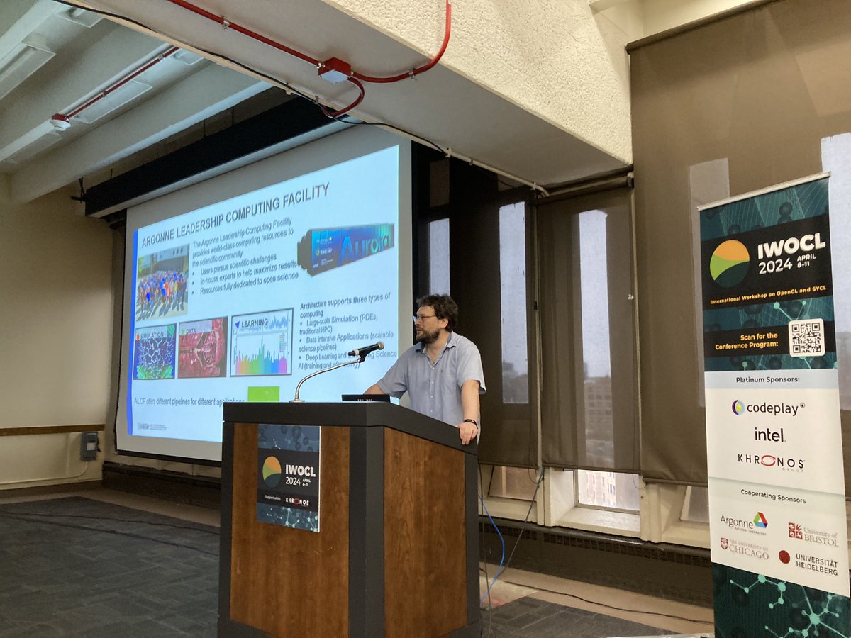 The final day of @IWOCL this year kicks off with a welcome from Brice Videau and our local hosts @argonne_lcf, speaking about the Aurora supercomputer, and the importance of @openclapi and @SYCLstd