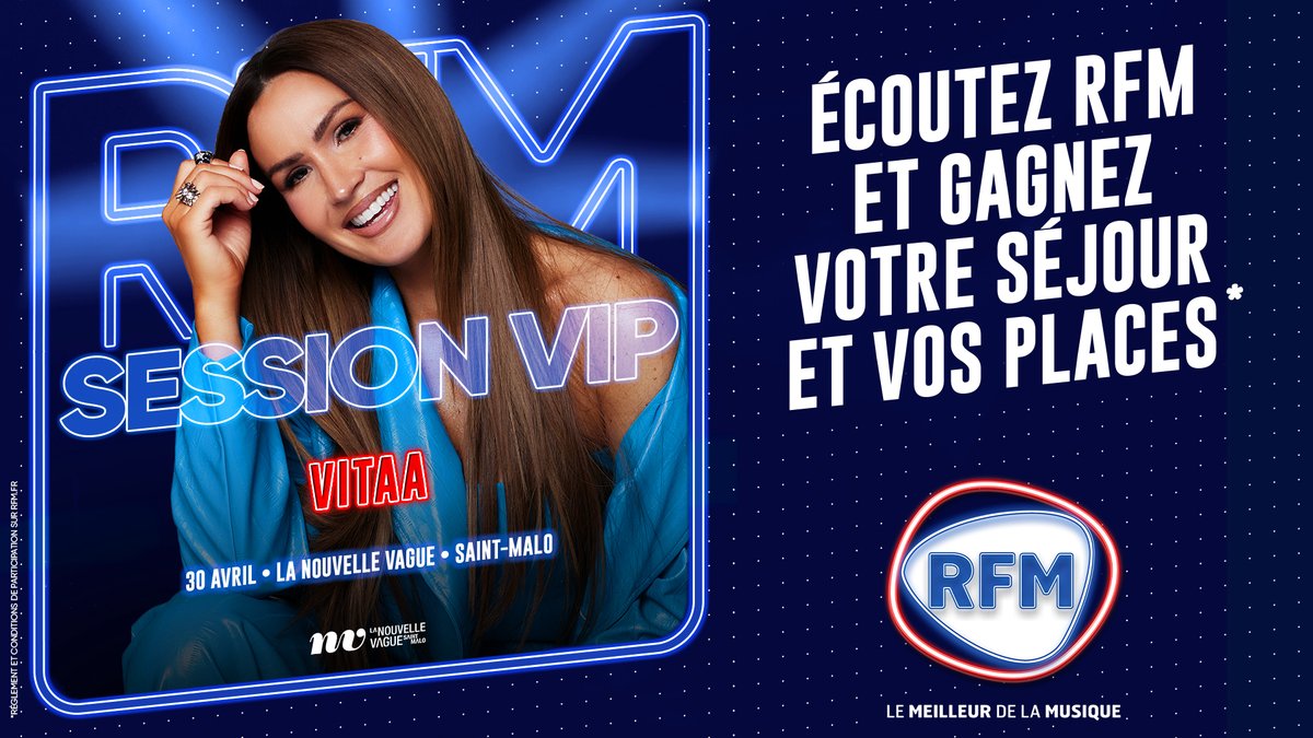 RFMFrance's tweet photo. 🎁 Jouez à la #BattleRFM dans le #1620RFM pour tenter de gagner votre séjour et vos places pour la #RFMSessionVIP de @VITAA le 30 avril à St Malo !!
📌 Inscrivez-vous en envoyant le code 1620 par sms au 7 39 16 (3x0,75cts + coût sms) !! https://t.co/lhfB225G2N