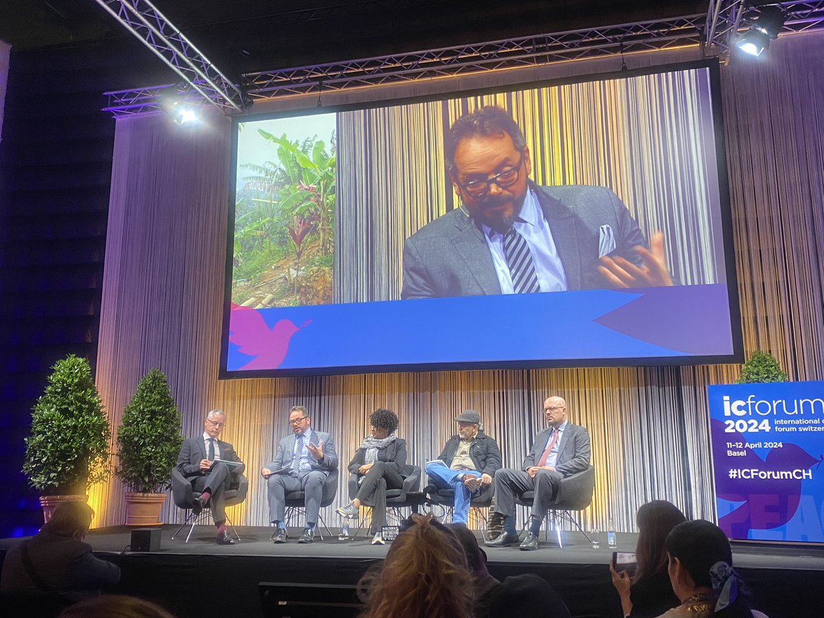 Important discussion between the actors and stakeholders of the peace processes in Colombia, supported by 🇨🇭, at the International Cooperation Forum on “Peace” in Basel. A challenging process of hope, including good practice of the #SecurityCouncil . #ICForumCH #APlusForPeace 🕊️