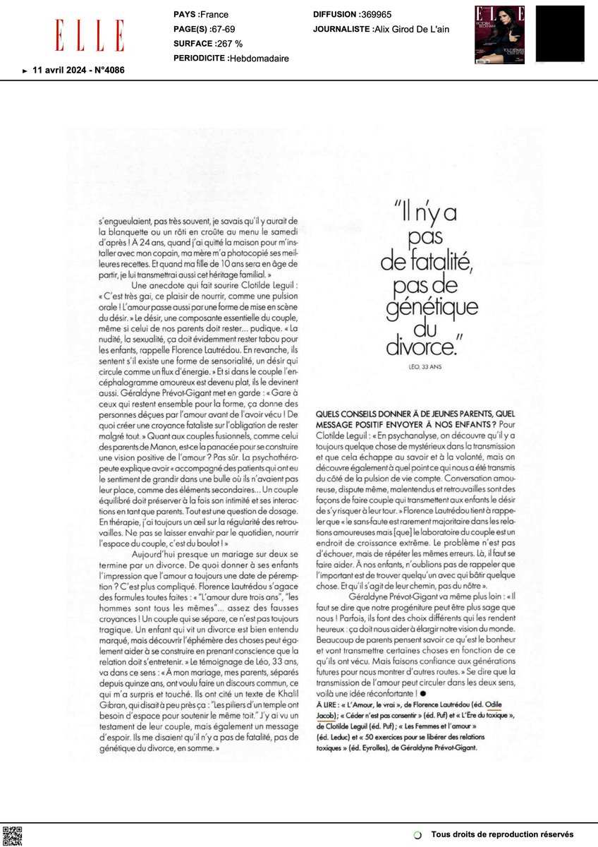 Papa Maman L'Amour et Moi, échange avec Alix Girod de <a href="/ELLEfrance/">ELLE</a>