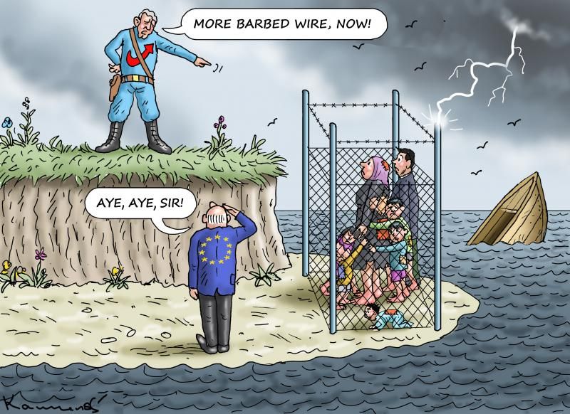 EU asylum reform. Cartoons by @MarianKamensky1, Markus Grolik and Enrico Bertuccioli. More cartoons: buff.ly/3U2y010 #Europe #migrants #refugees #asylum