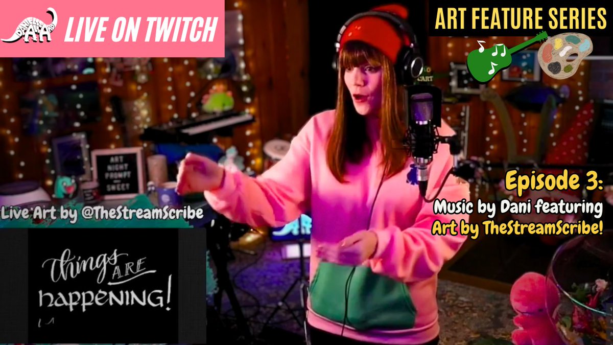 I feature visual artists on my #stream. Get at me for a collab! Here is a highlight from the time the very talented @TheStreamScribe was featured on the channel! Magic happens when #music meets #art! . I'm #LIVE now! twitch.tv/danielleallard Full video: loom.ly/oBgfGpI