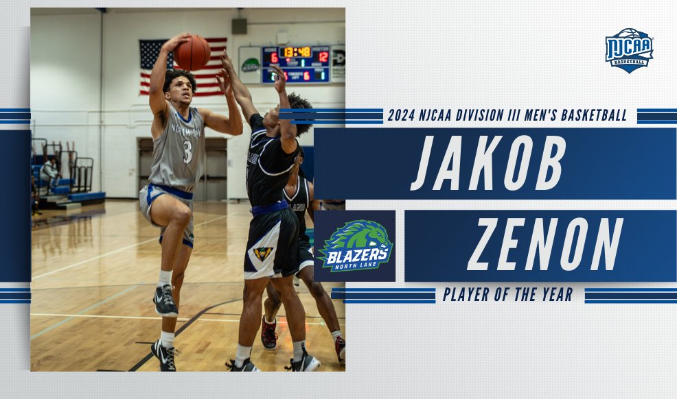 🚨 𝙋𝙡𝙖𝙮𝙚𝙧 𝙤𝙛 𝙩𝙝𝙚 𝙔𝙚𝙖𝙧 After a national championship season, Jakob Zenon is the 2024 #NJCAABasketball DIII Men's Player of the Year! Zenon is the leading scorer on @DCNLBlazers fifth national championship team. Full Release ⤵️ njcaa.org/sports/mbkb/20…