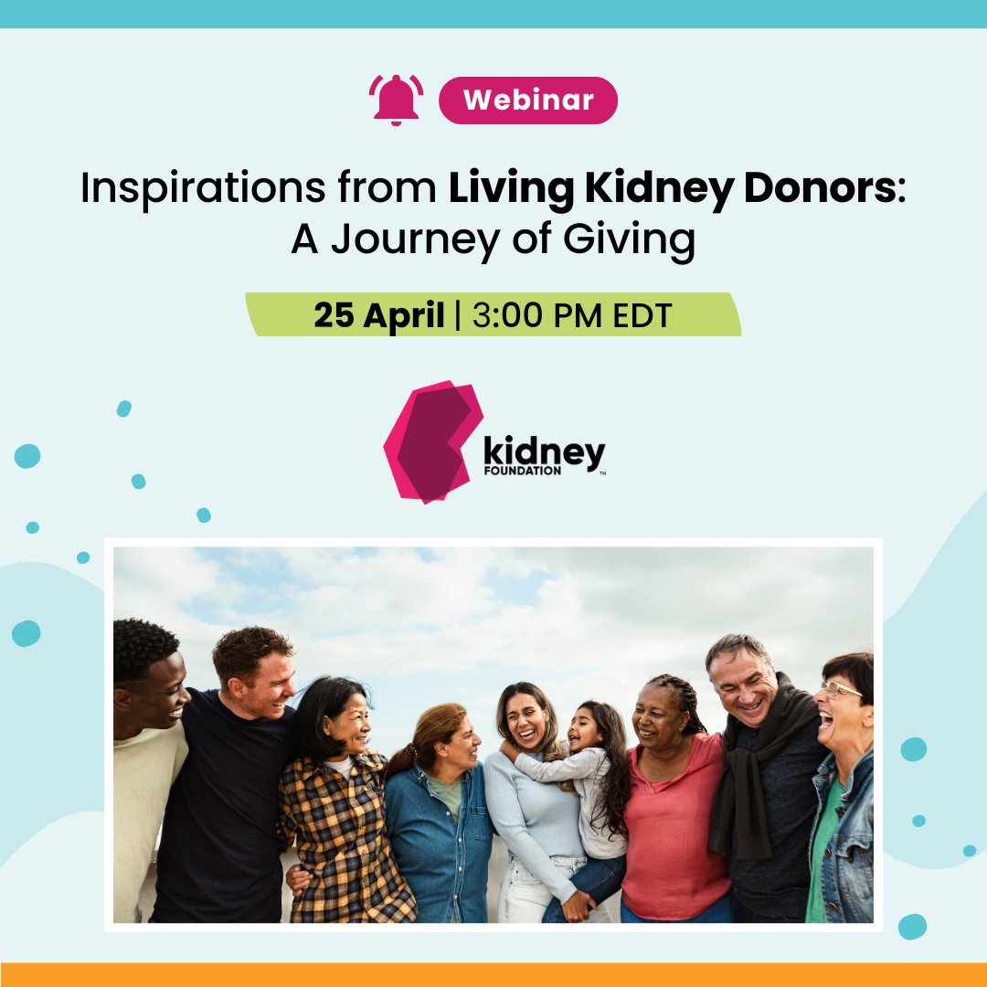 Looking to further your understanding of the impact of organ donation this #OrganDonation Awareness Month? Join our #webinar on April 25 to hear firsthand accounts of what it is like to be a living #kidney donor! Don’t miss it. Register for free here: bit.ly/Webinar-Living…