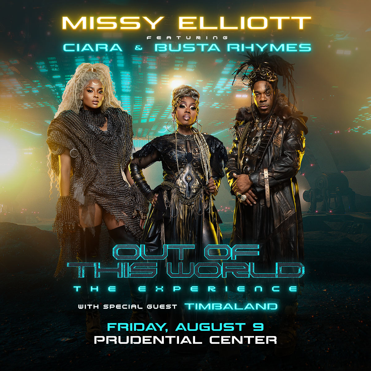 PRESALE is happening NOW!👽Grab your tickets for OUT OF THIS WORLD - The Missy Elliott Experience at Prudential Center on 8/9 with Ciara, Busta Rhymes and Timbaland! Use code: ‘SOCIAL’ for tickets at bit.ly/3Q0mqAZ 🙌🏾