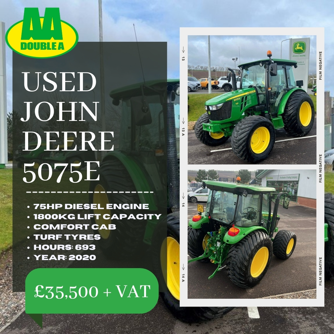 🚨USED EQUIPMENT FOR SALE🚨 Head over to our Used Equipment web page to check out this 2020 John Deere 5075E Utility Tractor, along with many more of our latest listings! - 75HP Diesel Engine - Power Reverser Transmission - 1800kg Lift Capacity - Comfort Cab - Turf Tyres -…