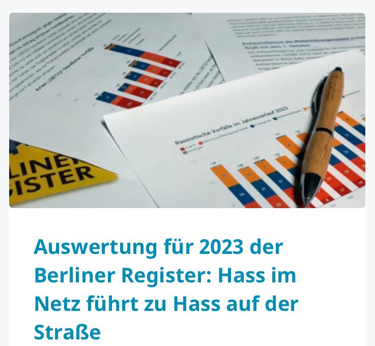 Der enorme Anstieg der dokumentierten Diskriminierungsfälle ist verheerend und ein klarer Handlungsauftrag für den ⚫️🔴 Senat. #Antisemitismus und #Rassismus bleiben in Berlin ein grassierendes Problem, #Antifeminismus und #Queerfeindlichkeit nehmen zu. @RegisterBerlin (1/4)