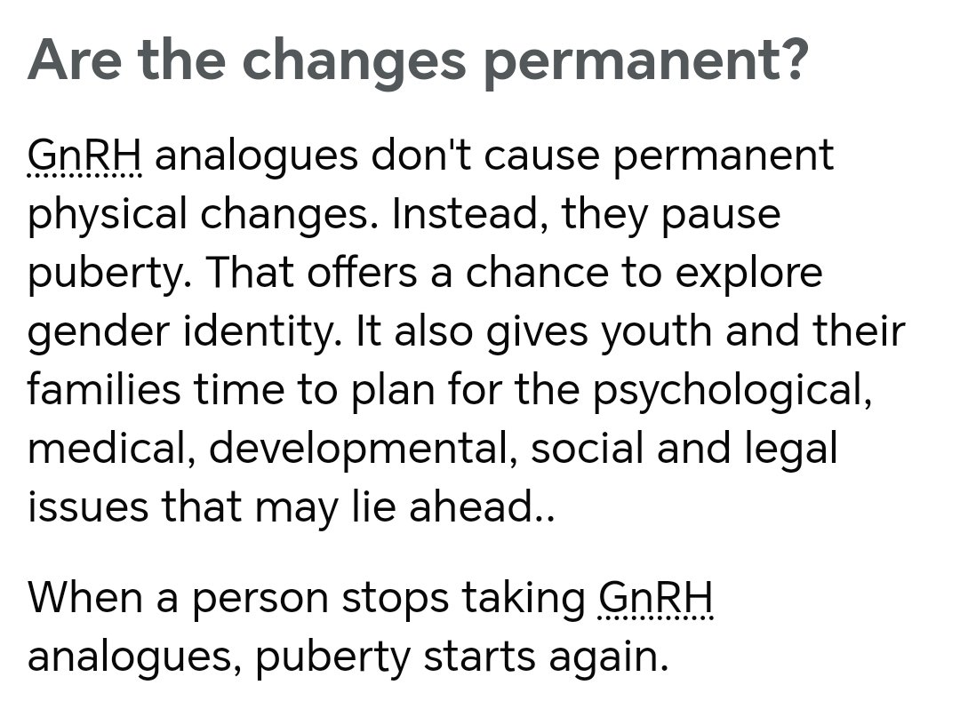 Mayo clinic in Ireland still stating that puberty blockers are a pause button. 🤔