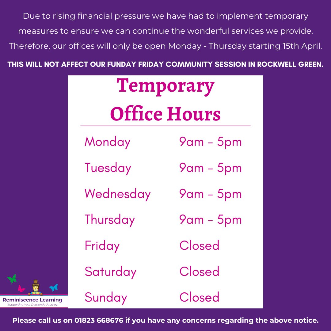 TEMPORARY OFFICE HOURS: ❗️Please note this WILL NOT affect our Funday Friday community session, that will still run in Rockwell Green Please be patient with our staff during the remaining four open office days, as we are working with reduced office staff as well as reduced time.