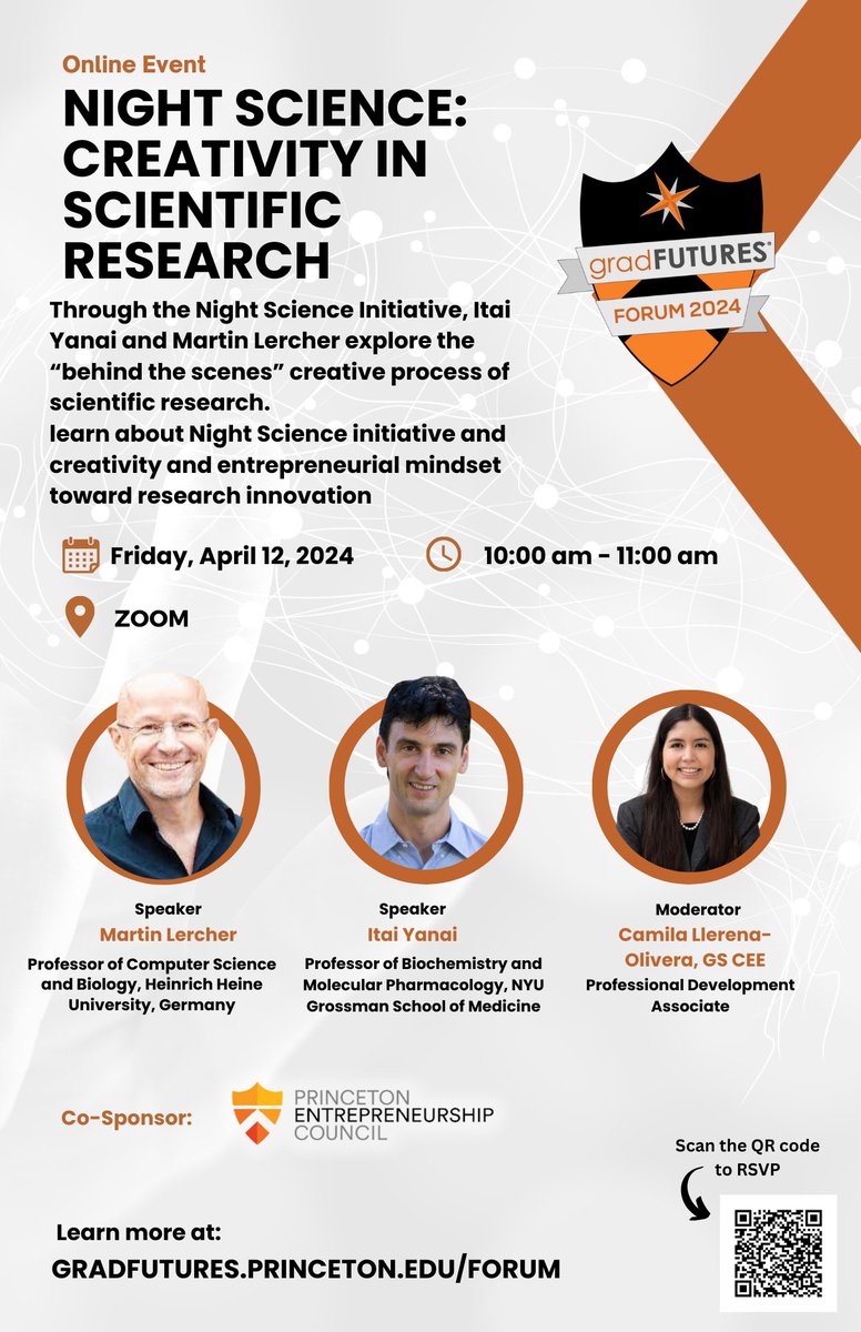 To get a brief overview of the creative scientific process, join @ItaiYanai and my session organized by Princeton's GradFutures Forum 2024 ! More info here: gradfutures.princeton.edu/events/2024/ni…