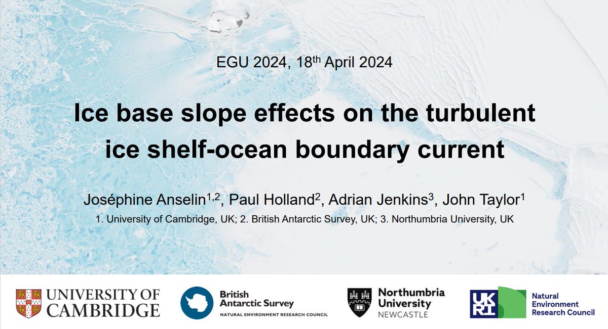 Very much looking forward to my first EGU conference next week! I'll be presenting some of my PhD work on ice shelf-ocean interactions (CR2.3 Thur 09:20 - meetingorganizer.copernicus.org/EGU24/EGU24-35…). Come and say hi if you want to learn more! #EGU24