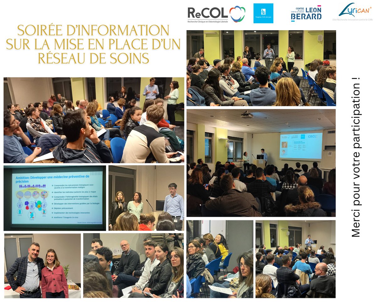 ReCOL_asso's tweet photo. 📆Mardi 26 mars, ReCOL s'est associé au Centre Léon Bérard-Lutte contre le cancer et aux @hospicescivilslyon à l'occasion d'une soirée d'information, dédiée à la mise en place d'un réseau de soins pour la prise en charge des lésions de la muqueuse orale à potentiel malin (LOPM)🦷 https://t.co/e8nHBV41rX