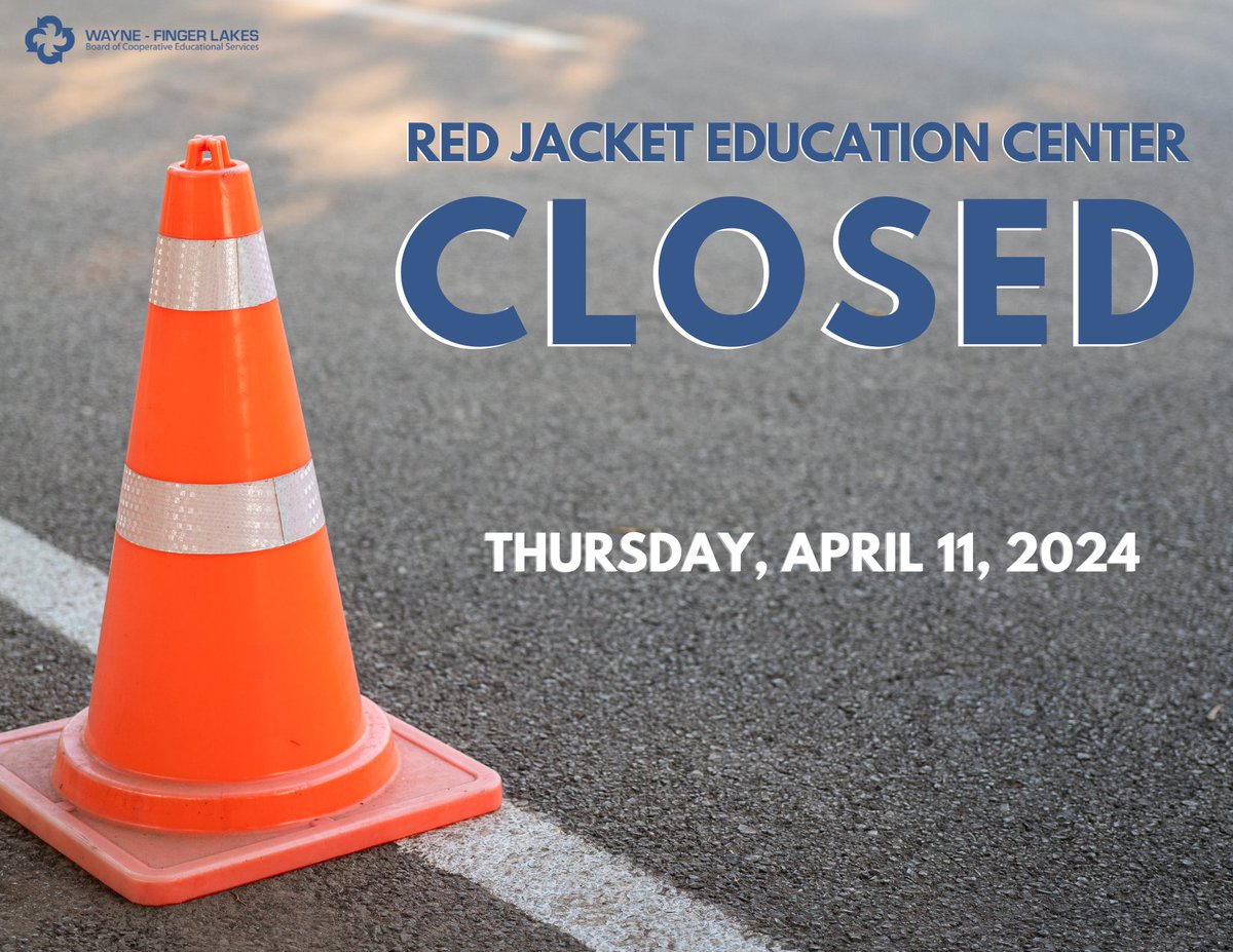 🚨Our Red Jacket Education Center will be closed today (Thursday, April 11) due to a water main break.