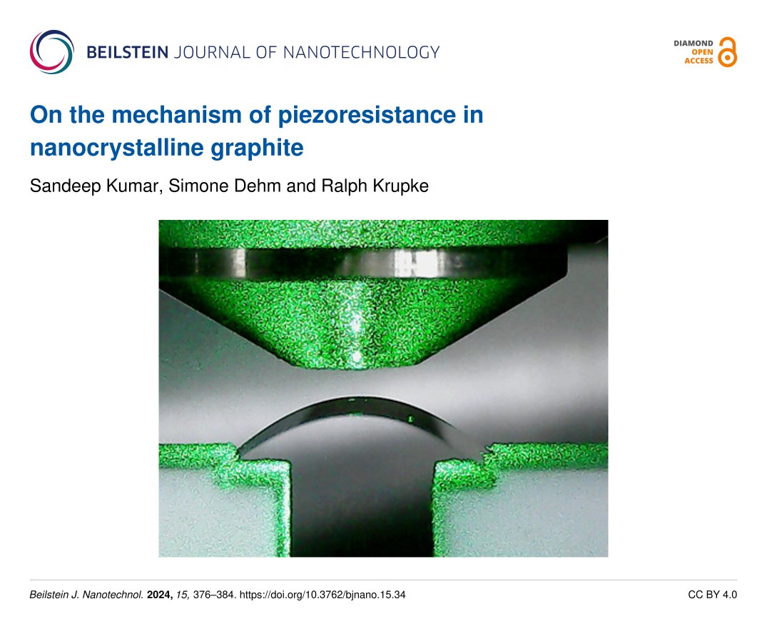 Researchers @KITKarlsruhe and @TUDarmstadt explore the #piezoresistivity in #thinfilms of #nanocrystalline #graphite.

🔗 beilstein-journals.org/bjnano/article…

#piezoresistance #grainboundary #graphene #strainsensor #nanocrystallinegraphene #Raman
#BJNANO #DiamondOpenAccess💎🔓