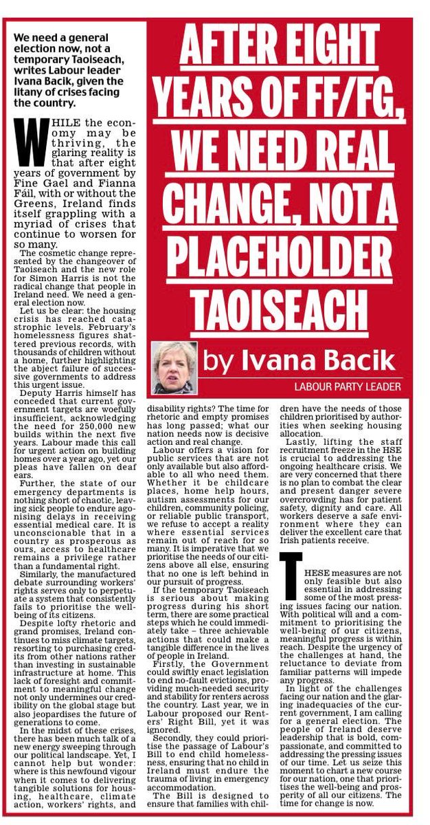 Why we need real change ⁦@labour⁩ #AnIrelandThatWorksForAll - see my article in today’s ⁦@irishdailymail⁩