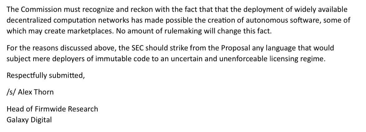 intangiblecoins's tweet image. re: wells notice sent to @Uniswap, many have expected the SEC to go after them

SEC’s proposed changes to the definition of “exchange” made its view clear: autonomous code devs are exchanges under exchange act

last june, i filed a comment letter on behalf of @galaxyhq explaining…