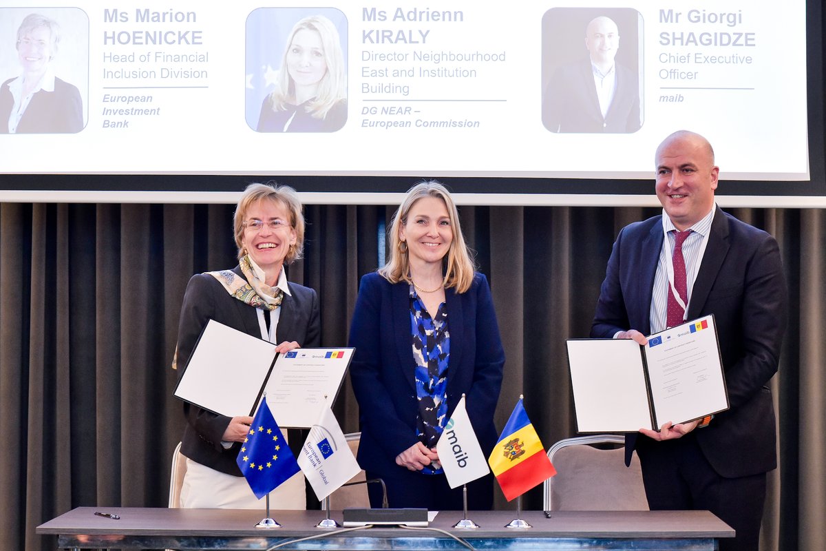 Small and medium enterprises from Moldova will receive financing from the EU through EIB Global. EIB Global has signed a 50 million euro loan with Moldova Agroindbank (maib), the largest bank in the Republic of Moldova, focusing on green investments of small businesses.