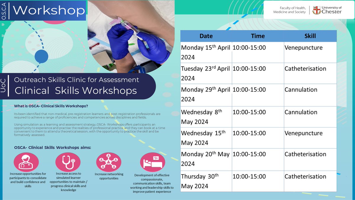 OscaWorkshop's tweet photo. OSCA-Workshop has launched new sessions starting with cannulation on the 8th May 2024! You can find a useful calendar of sessions below.

Book now via:
https://t.co/HvHEwPPLqx

#NHS #Educator #PracticeLearning #Cannulation #Venepucture https://t.co/CvA12xvbLr