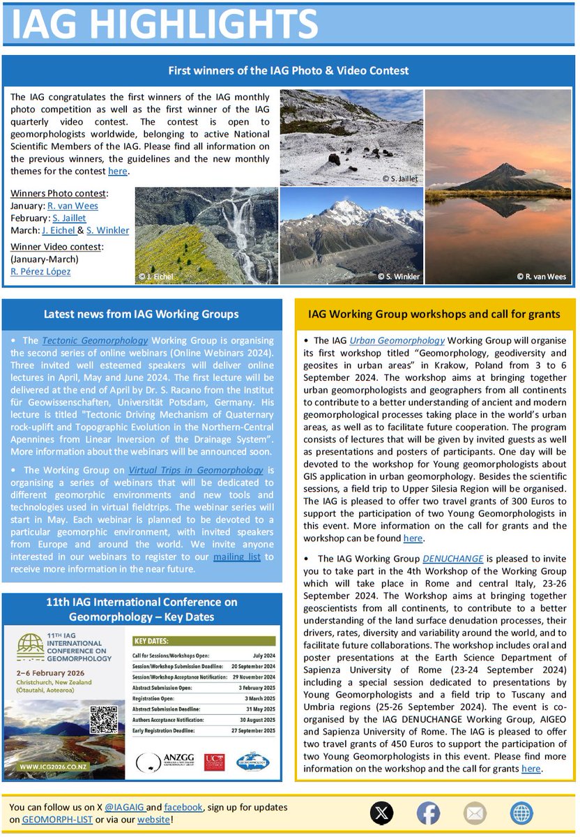 We are happy to share the first issue of our Highlights for 2024, covering the period January-March! Find out about our latest news here: geomorph.org/2024/04/iag-hi…