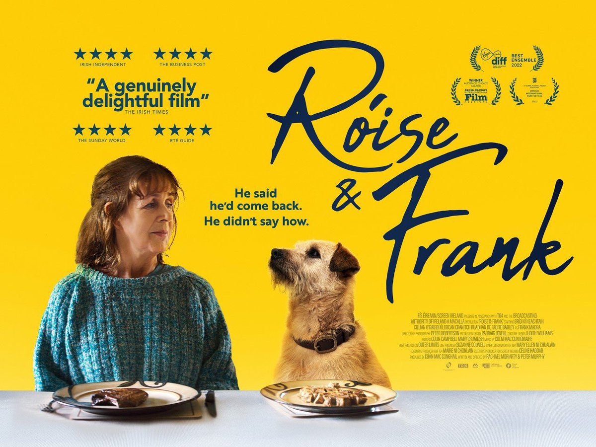 A widow who has given up on life becomes convinced that a stray dog is the reincarnation of her Hurling-loving husband. Róise & Frank 7pm, Saturday April 27th Cinema Aventure Irish language (English subtitles) Tickets: cinema-aventure.be/catalogue/fest… #bestofirishfilm